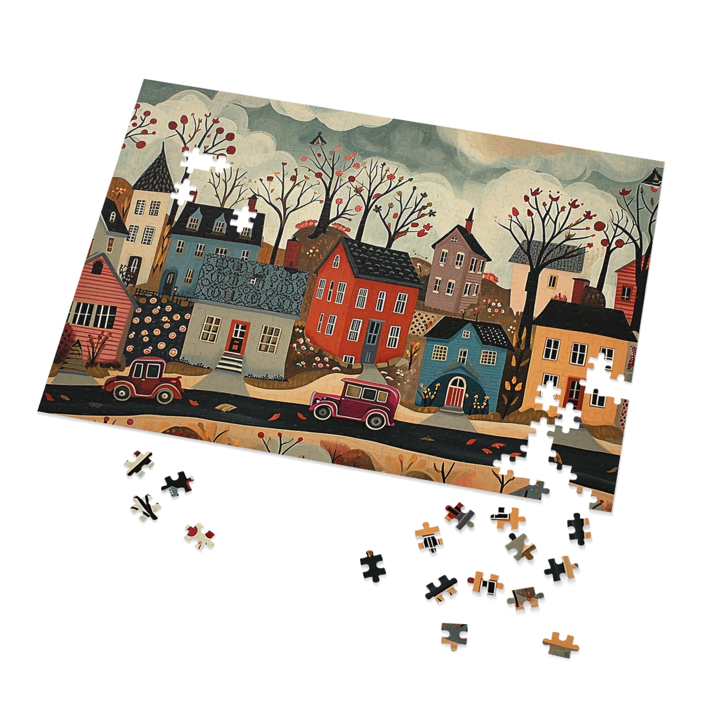 1930s Americana Village Jigsaw Puzzle (30, 110, 252, 500,1000-Piece)