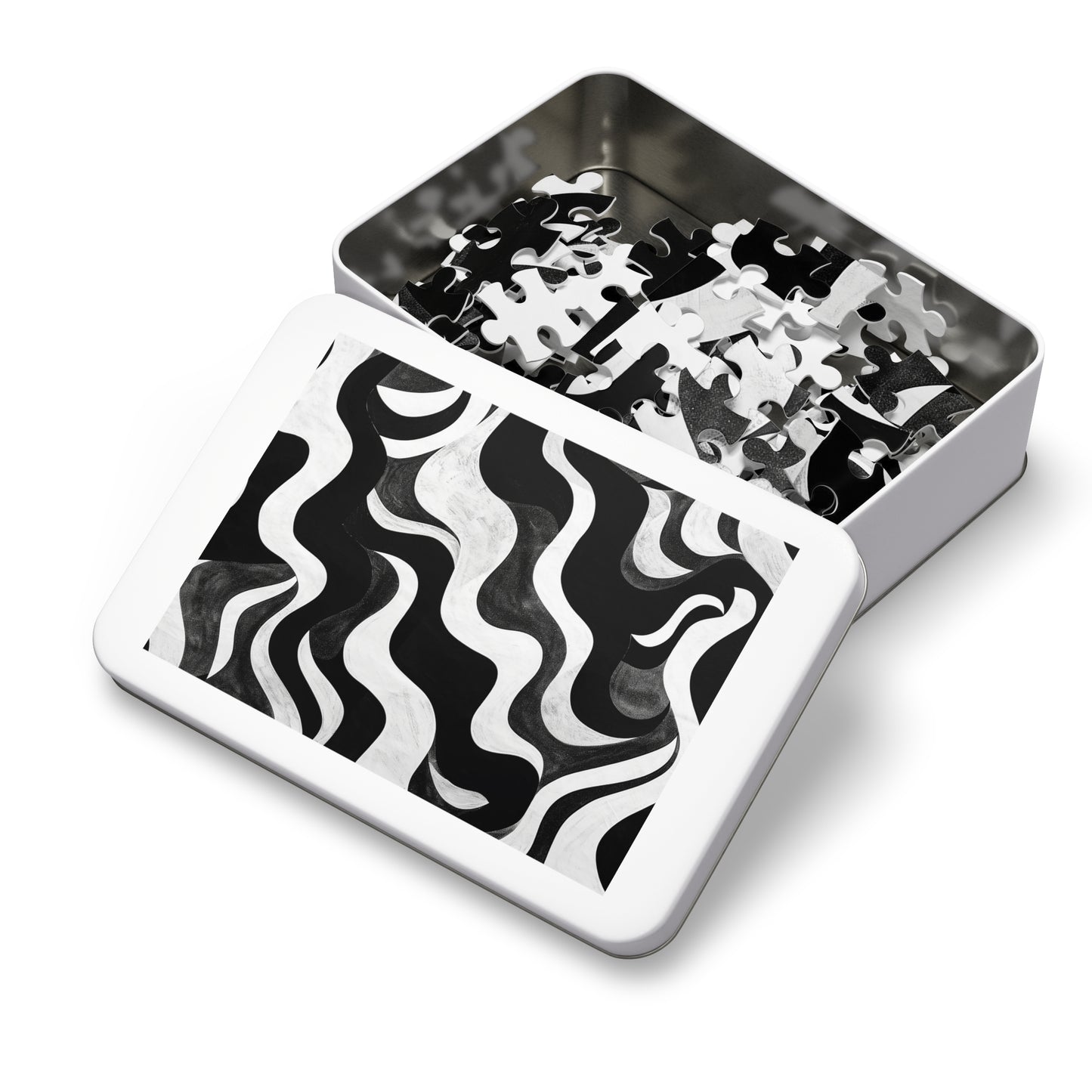 Black and White Waves Jigsaw Puzzle (30, 110, 252, 500,1000-Piece)