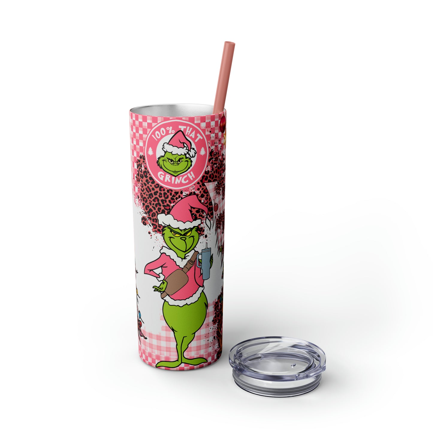 100% That Grinch! Skinny Tumbler with Straw, 20oz