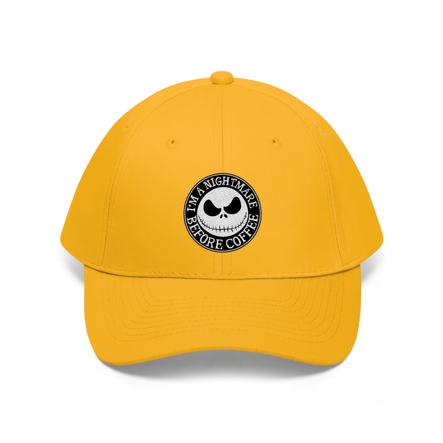 Nightmare Before Coffee Embroidery Unisex Twill Hat