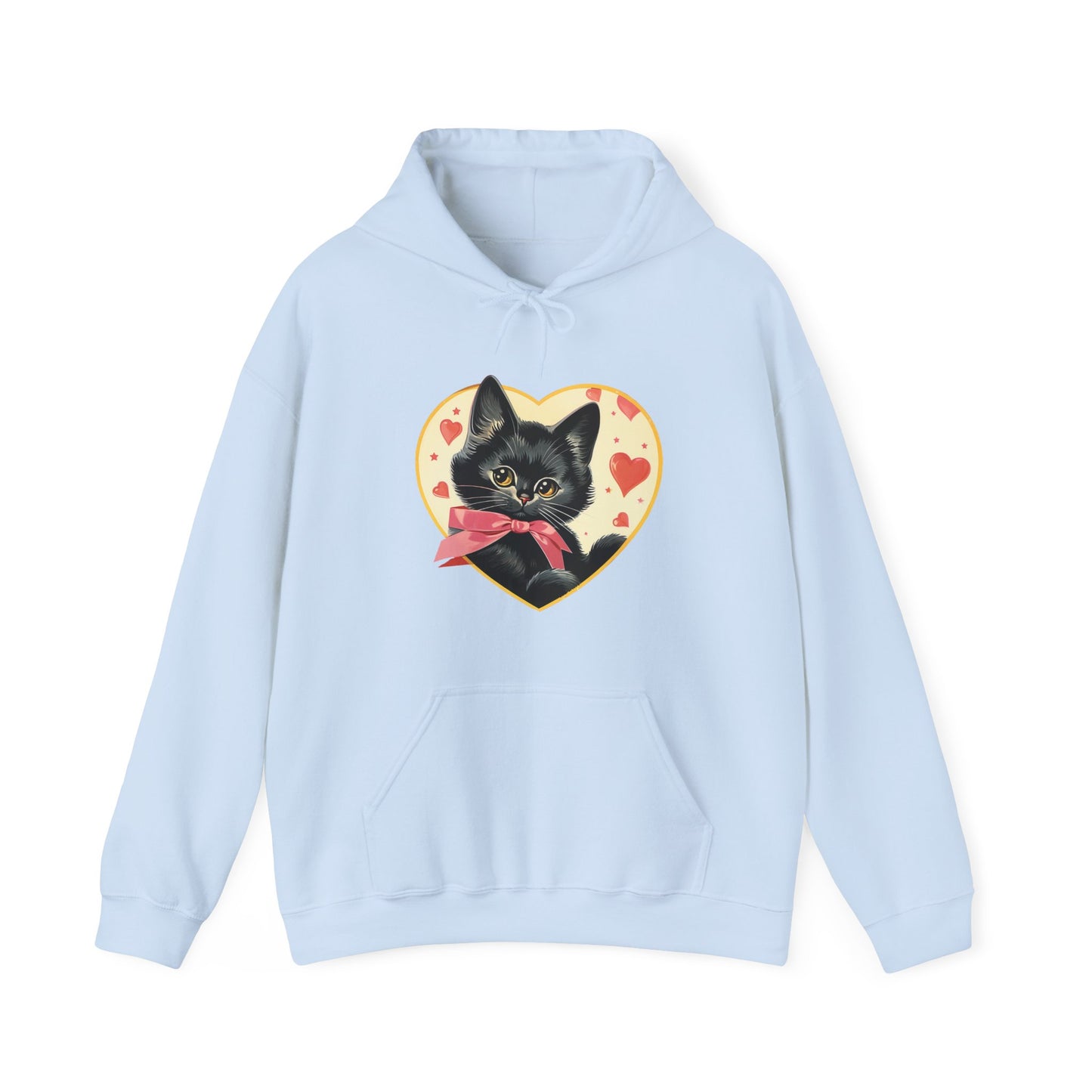 Retro Valentine Kitty Cat Unisex Heavy Blend™ Hooded Sweatshirt
