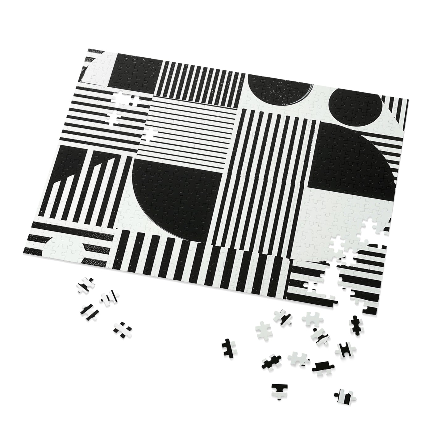 Black and White Geometric Design Jigsaw Puzzle (30, 110, 252, 500,1000-Piece)
