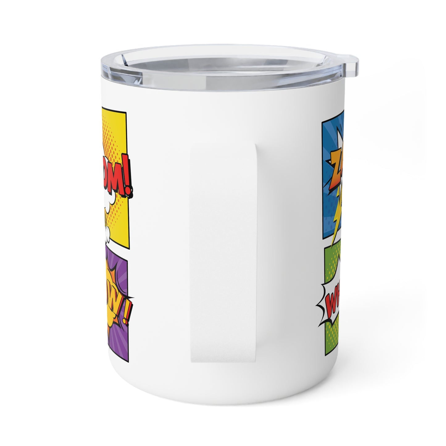 Pow! Bang! Zap! Cartoon Onomatopeias Insulated Coffee Mug, 10oz