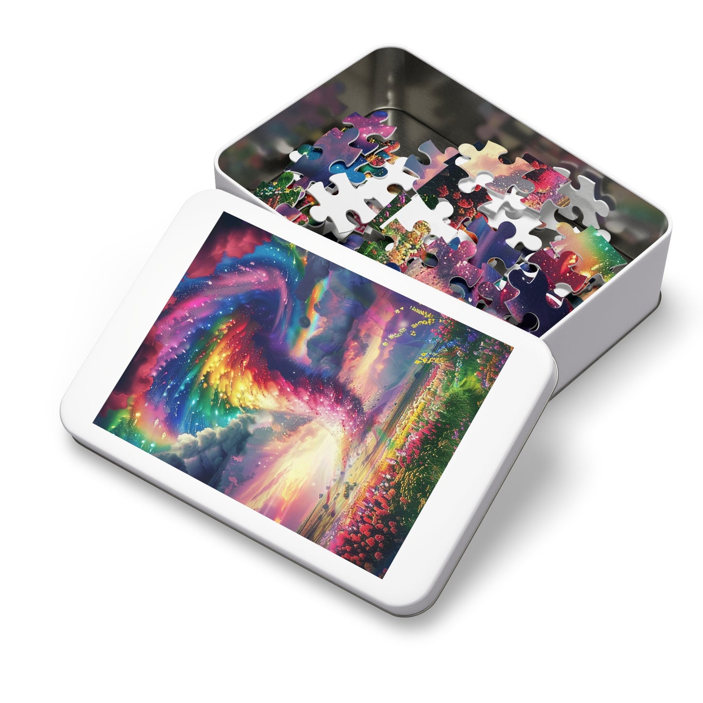 Rainbow Colored Tornado Jigsaw Puzzle (30, 110, 252, 500,1000-Piece)