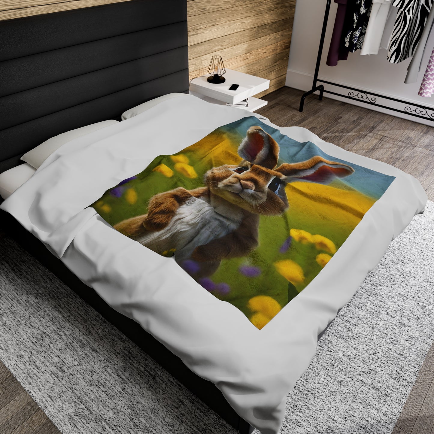 Sweet Spring Bunny Velveteen Plush Blanket