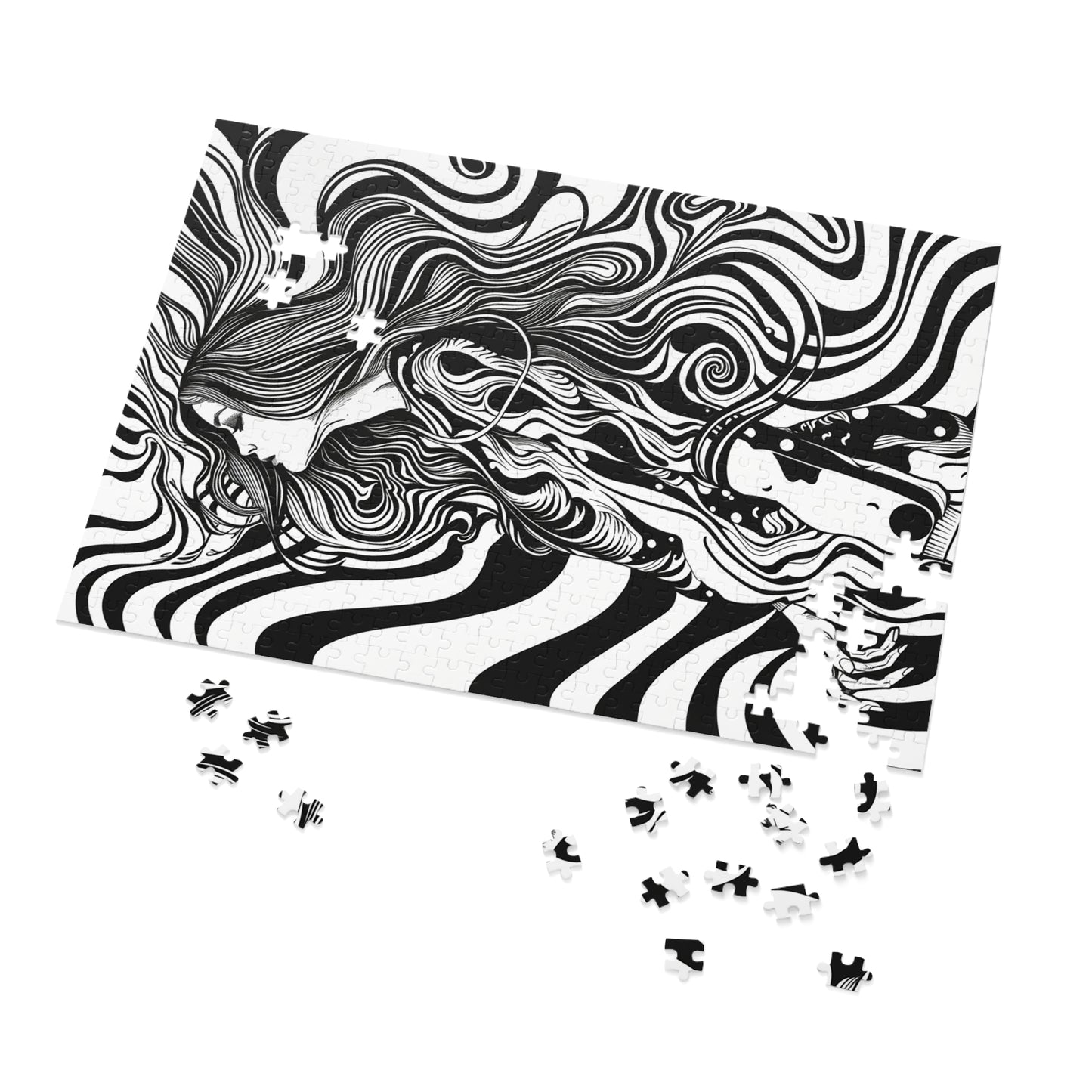 Black and White Disco Girl Jigsaw Puzzle (30, 110, 252, 500,1000-Piece)