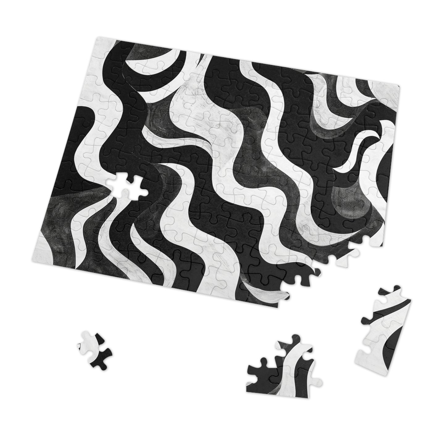 Black and White Waves Jigsaw Puzzle (30, 110, 252, 500,1000-Piece)