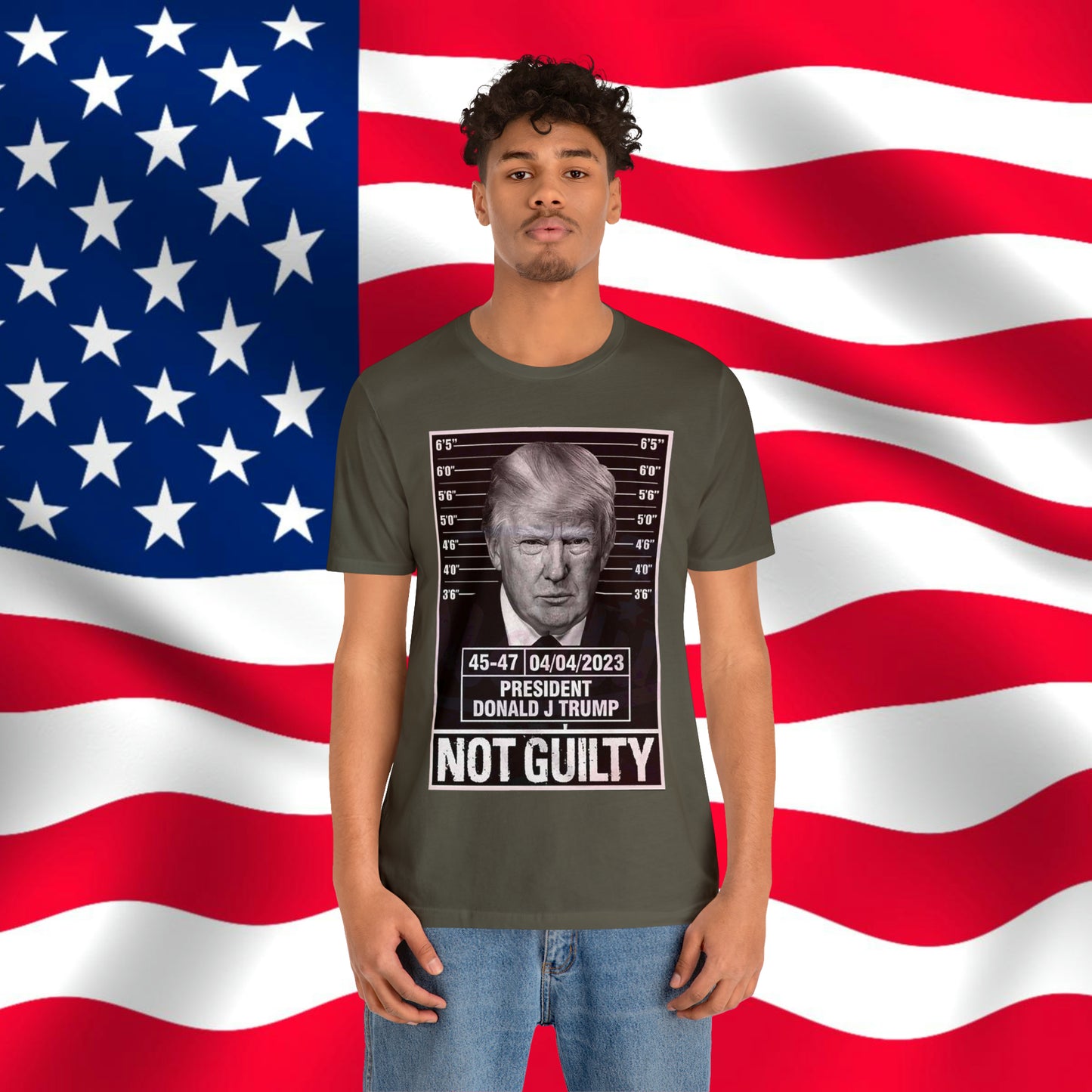 Trump Mug Shot Not Guilty Unisex Jersey Short Sleeve Tee
