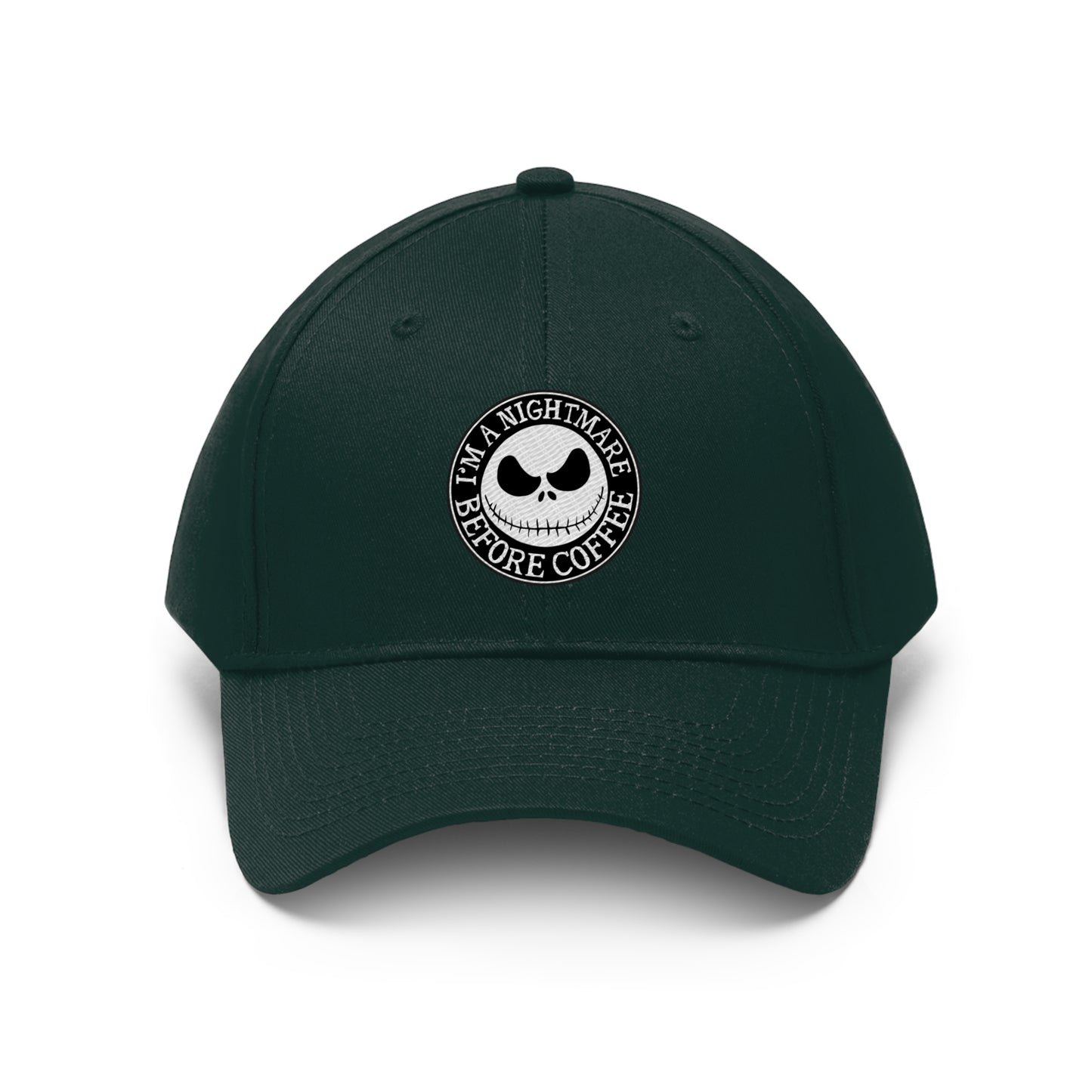 Nightmare Before Coffee Embroidery Unisex Twill Hat