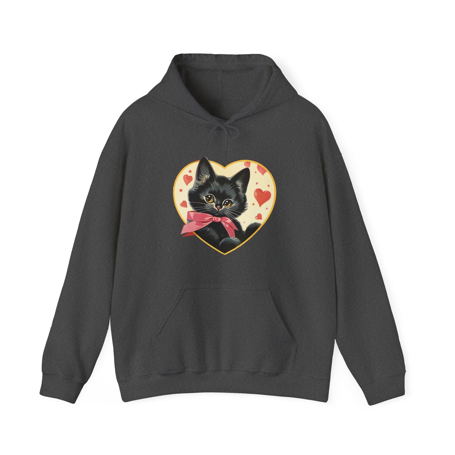 Retro Valentine Kitty Cat Unisex Heavy Blend™ Hooded Sweatshirt