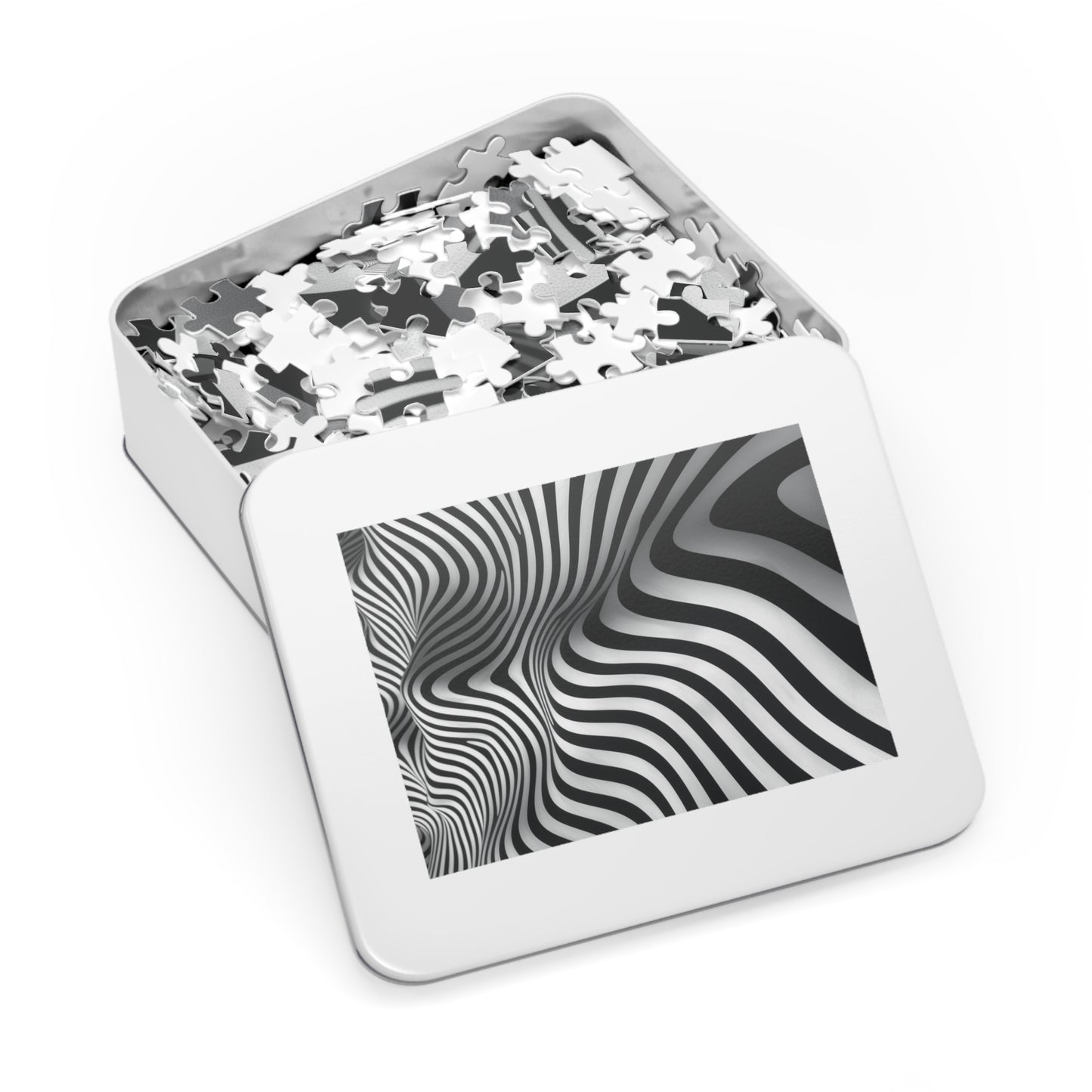Black and White Wave Pattern Jigsaw Puzzle (30, 110, 252, 500,1000-Piece)
