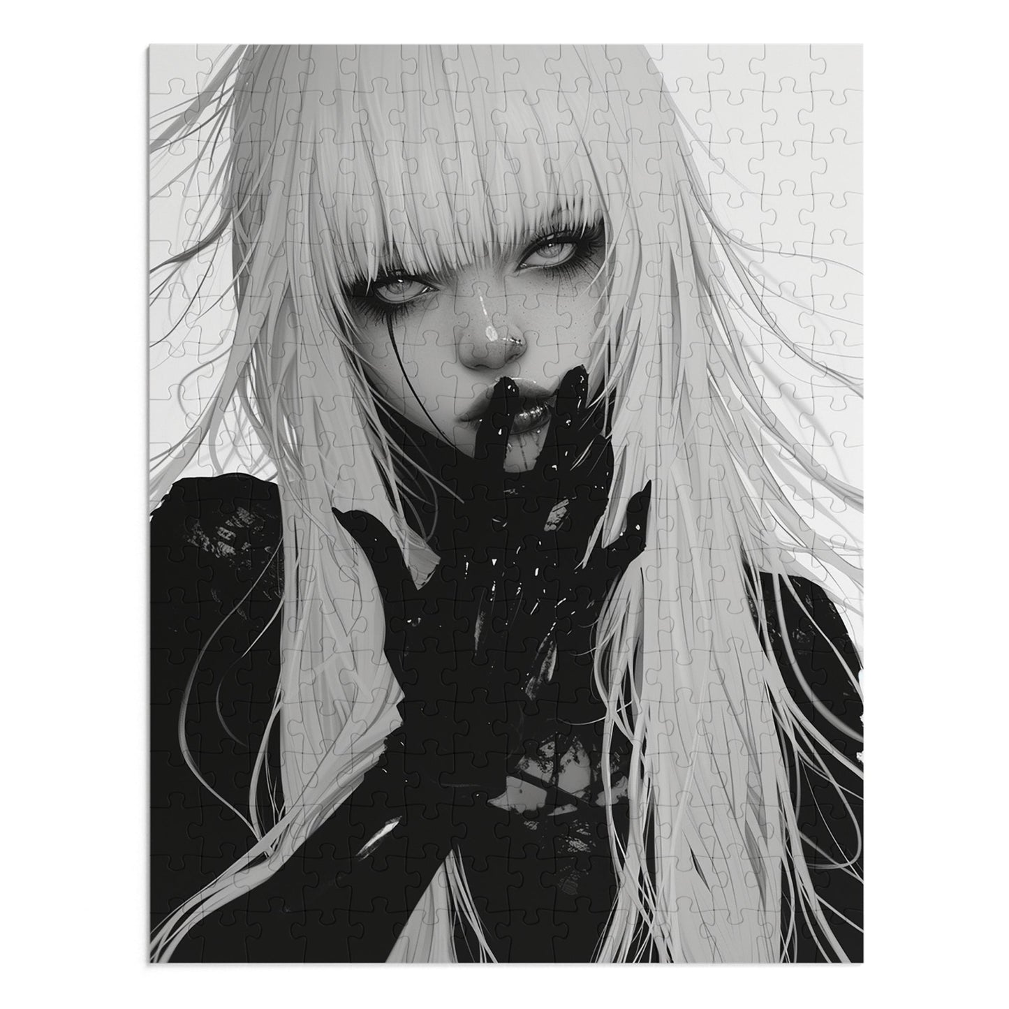Black and White Anime Female Jigsaw Puzzle (30, 110, 252, 500,1000-Piece)
