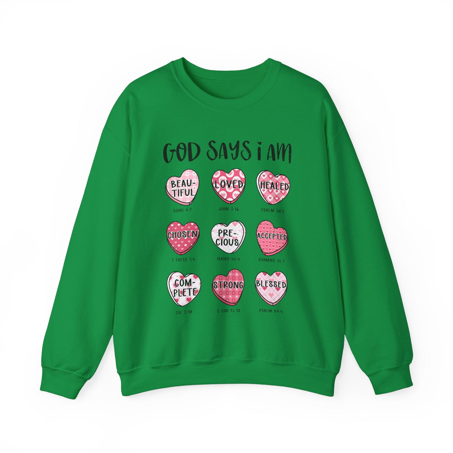 God Says I Am Candy Hearts Unisex Heavy Blend™ Crewneck Sweatshirt