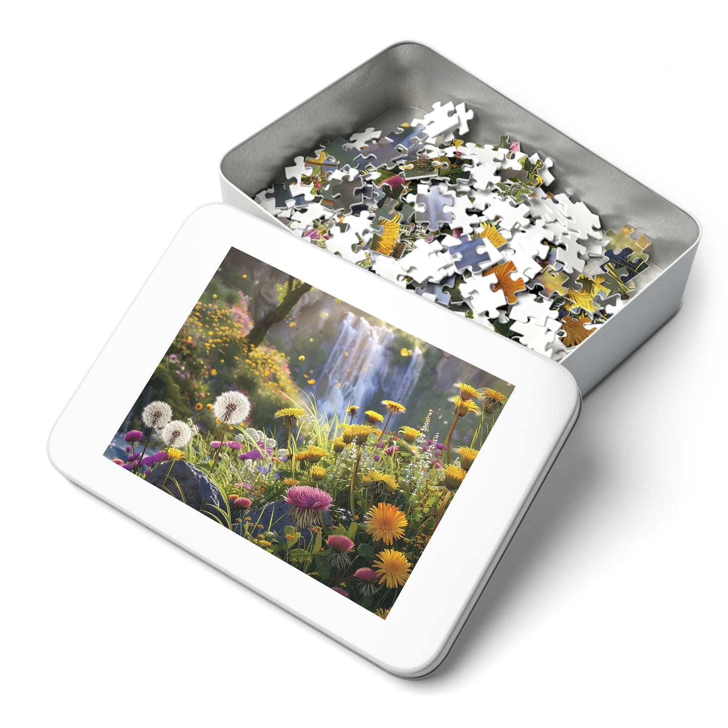Dandelions by a Waterfall Jigsaw Puzzle (30, 110, 252, 500,1000-Piece)