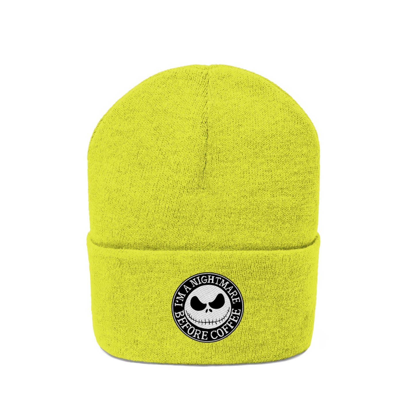 Nightmare Before Coffee Embroidery Knit Beanie