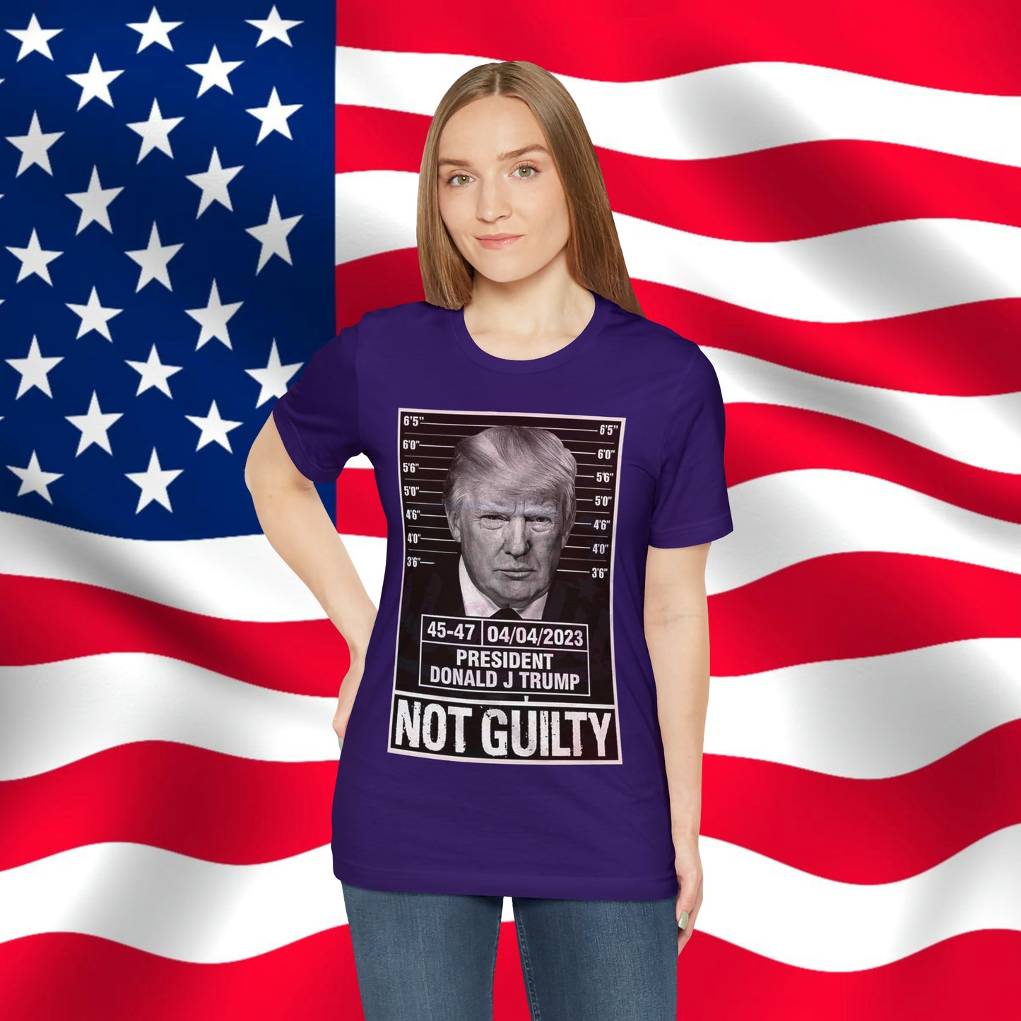 Trump Mug Shot Not Guilty Unisex Jersey Short Sleeve Tee