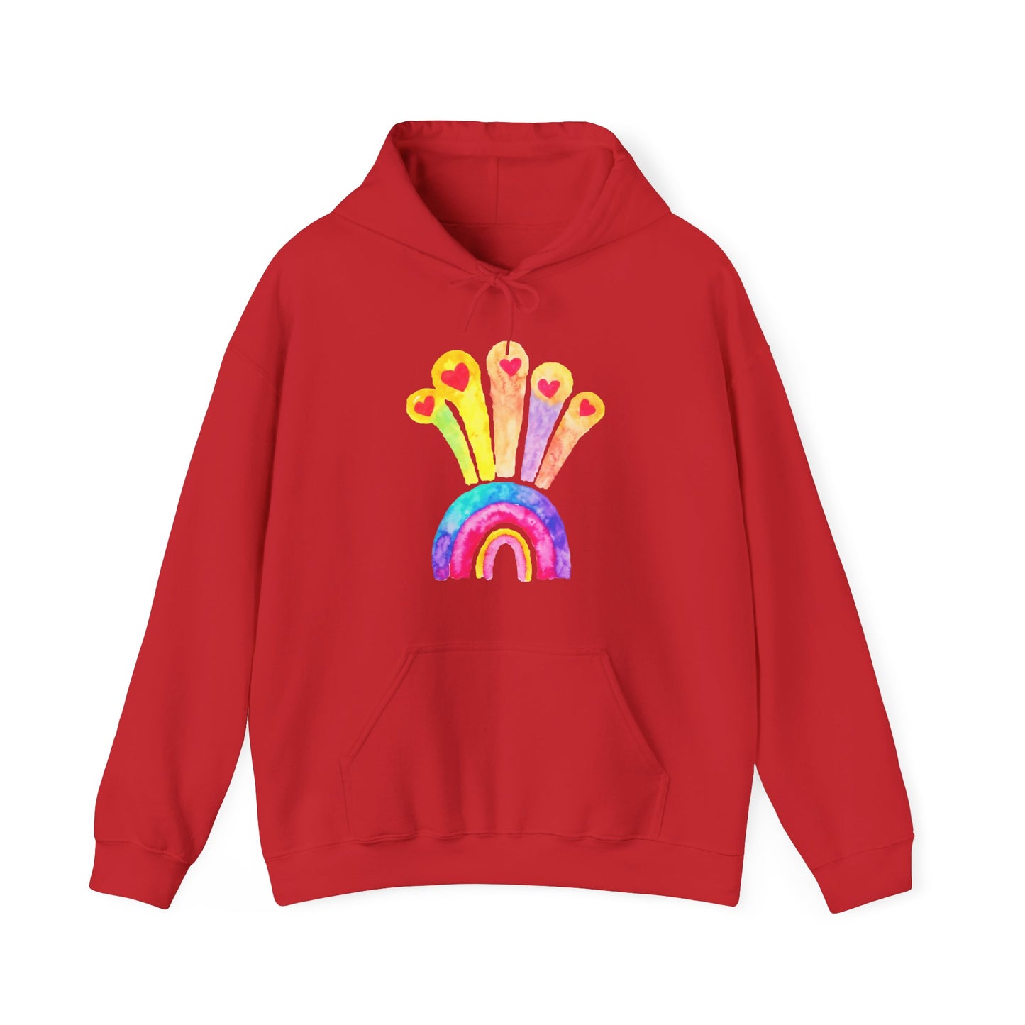 Kids Drawing Rainbow and Hearts Unisex Heavy Blend™ Hooded Sweatshirt