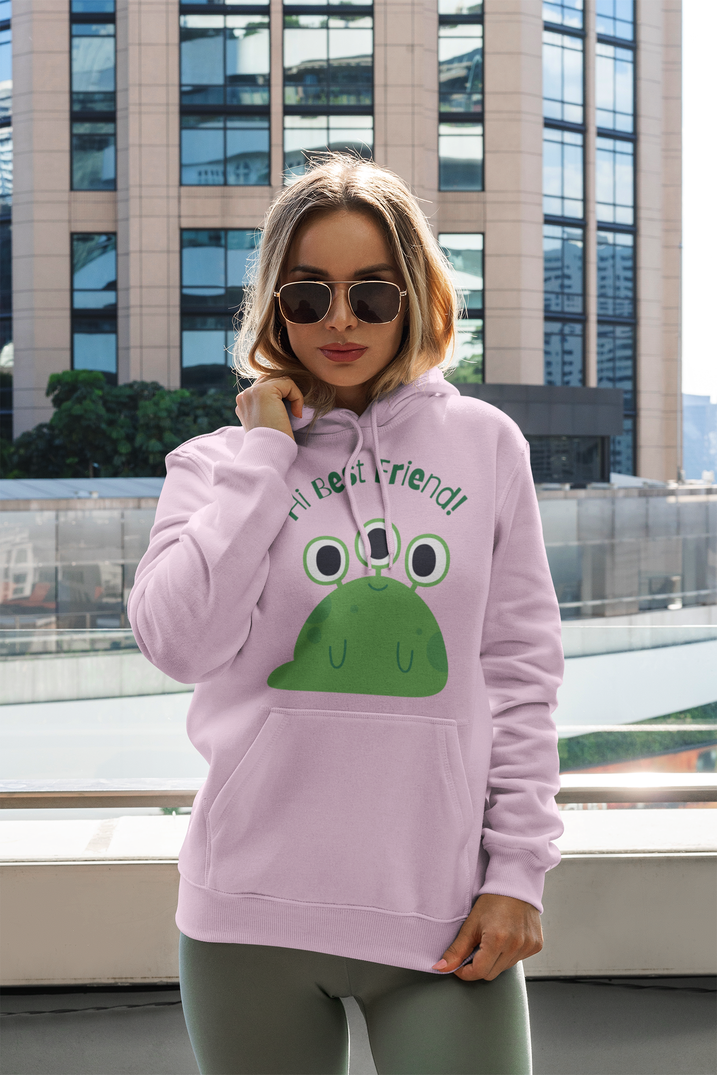 Hi My Best Friend Hooded Sweatshirt, Alien Sweatshirt, Little Monster