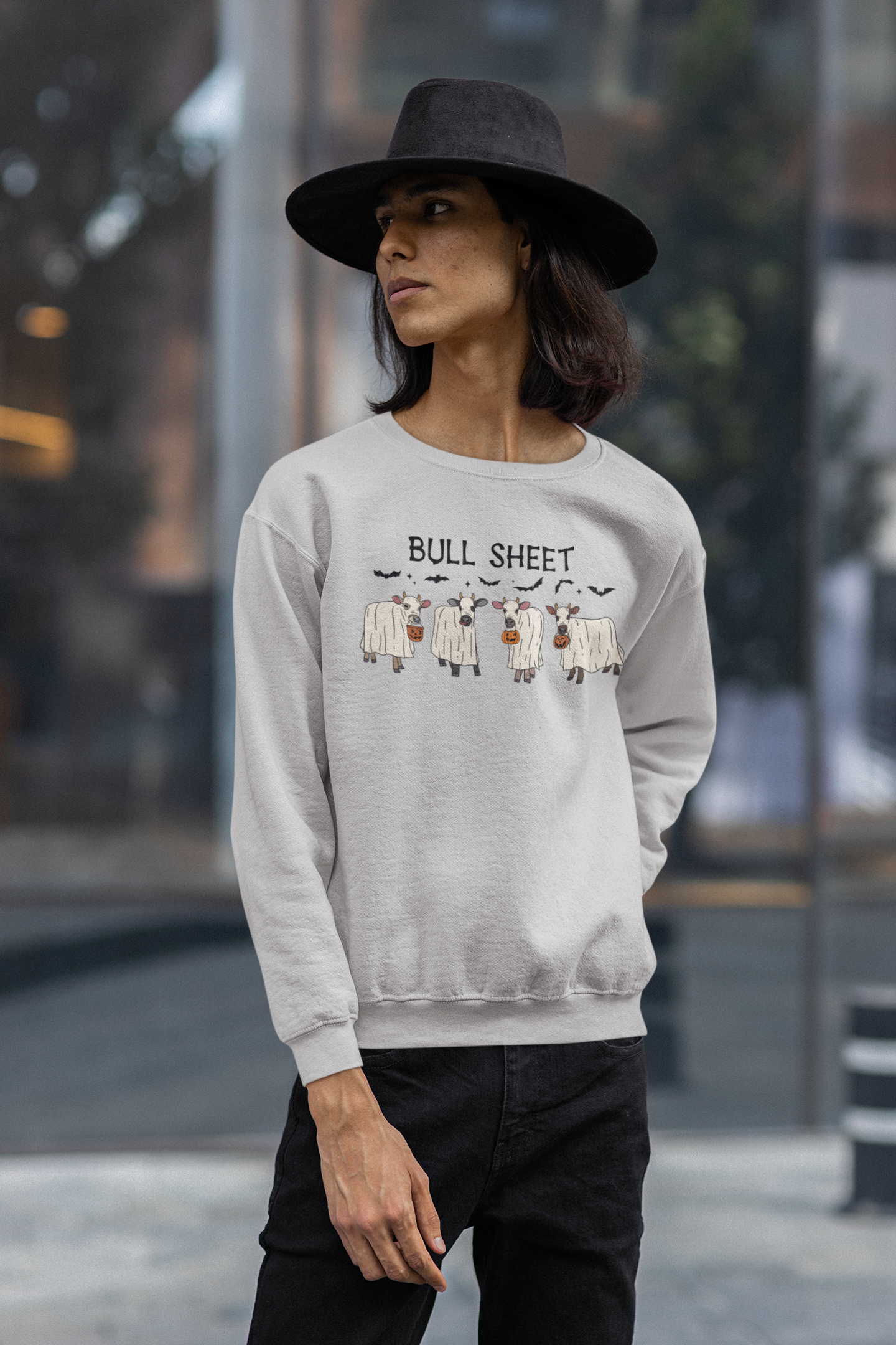 Bull Sheet Cow Sweatshirt, Halloween Shirt, Heavy Blend™ Crewneck Sweatshirt