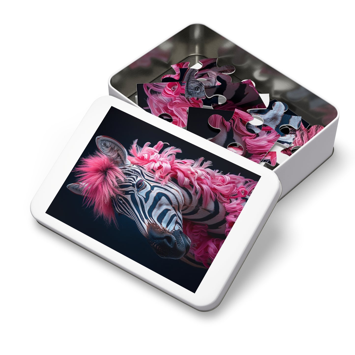 Zebra with Pink Boa Jigsaw Puzzle (30, 110, 252, 500,1000-Piece)