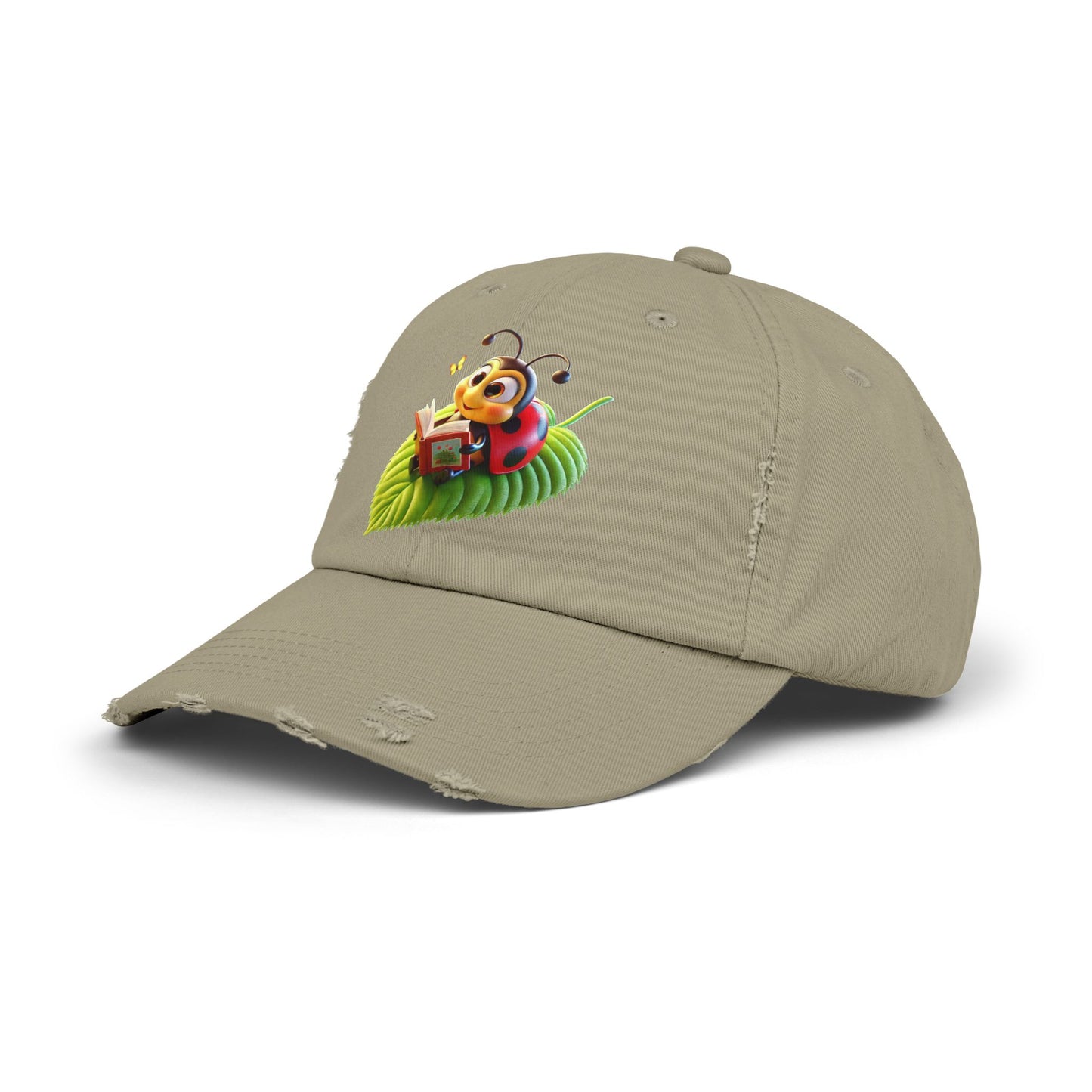 The Ladybug Reading Her Book   Distressed Cap - Unisex