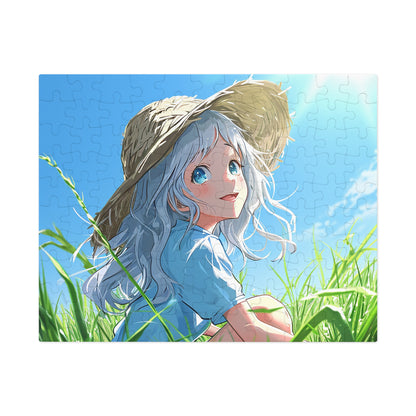 Anime Girl Sitting in a Field  Jigsaw Puzzle (30, 110, 252, 500,1000-Piece)