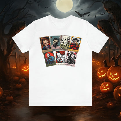 Horror Tarot Cards Halloween Unisex Jersey Short Sleeve Tee