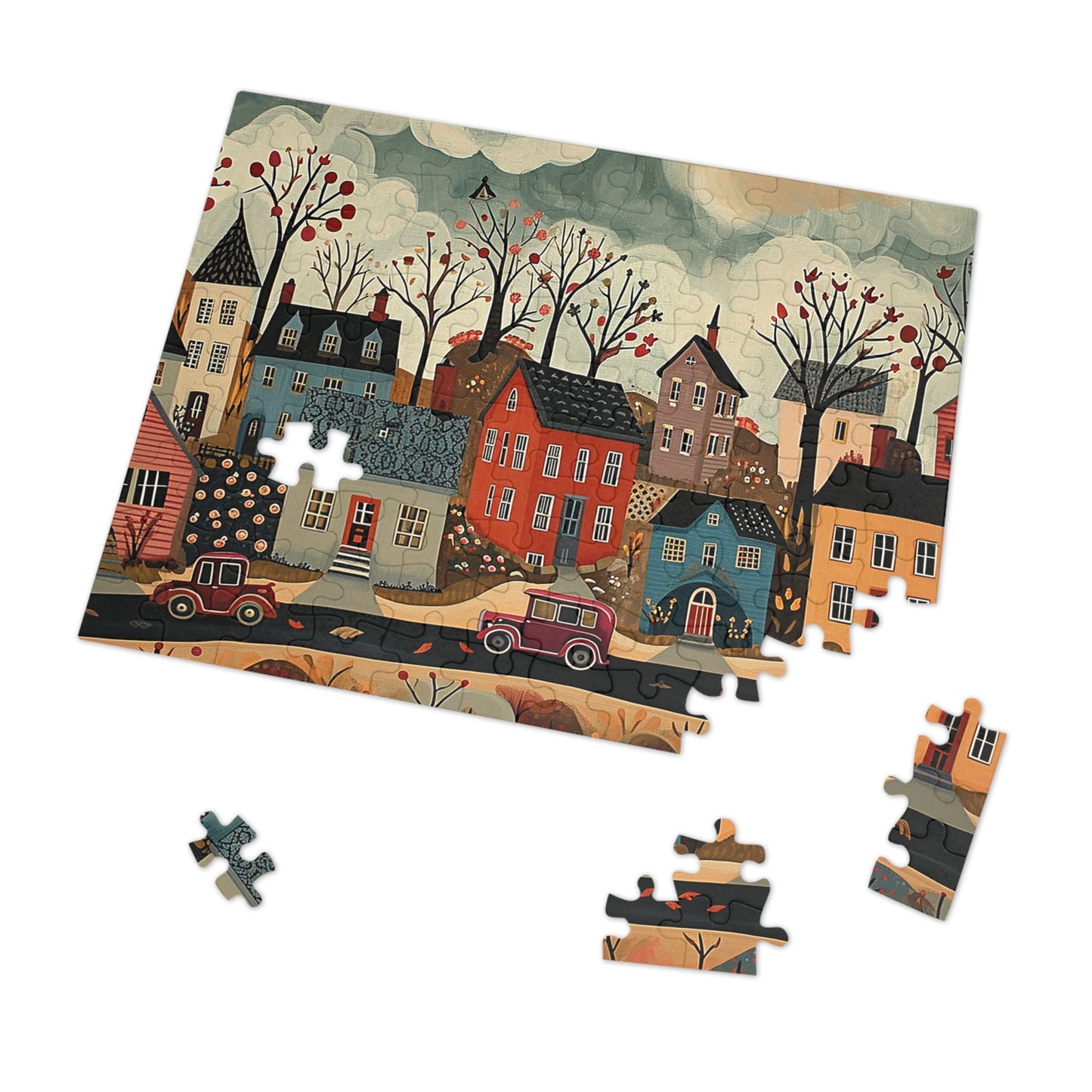 1930s Americana Village  Jigsaw Puzzle (30, 110, 252, 500,1000-Piece)