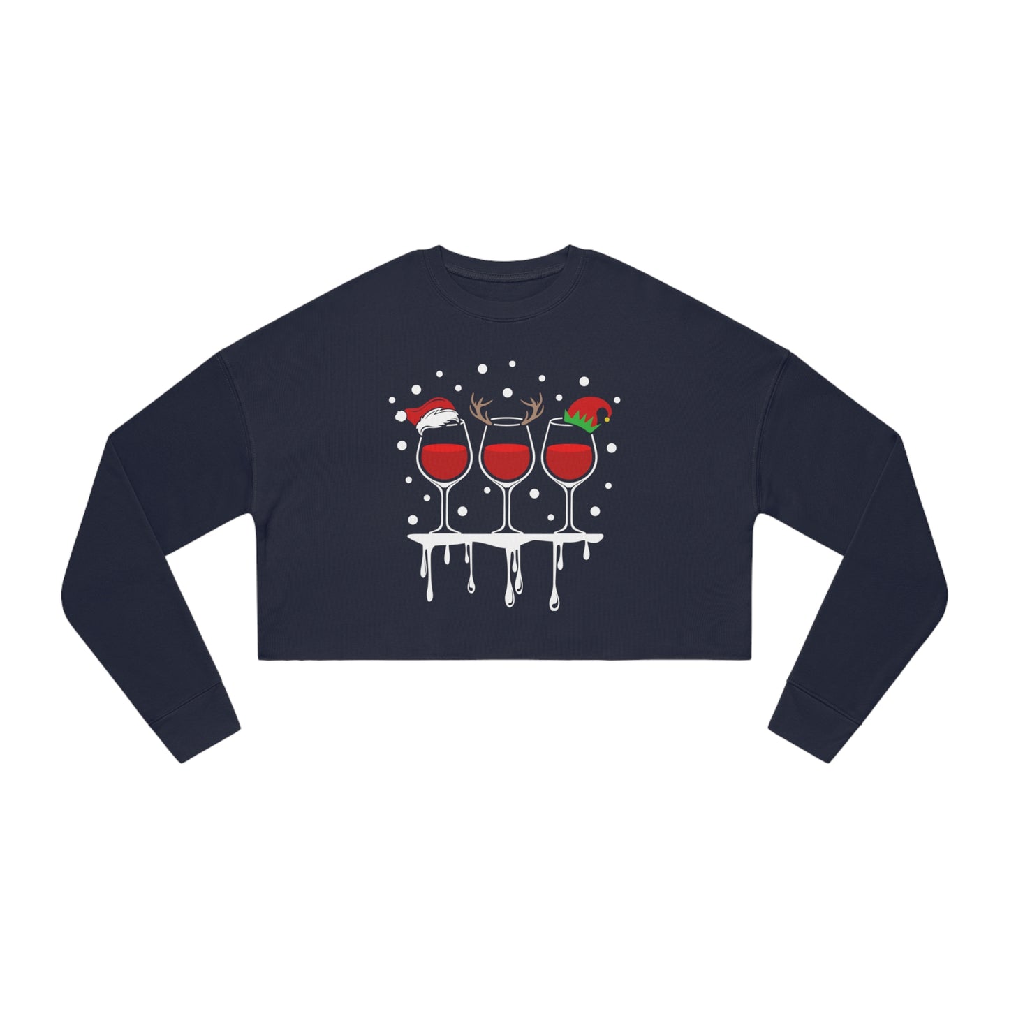 Christmas Wine Women's Cropped Sweatshirt