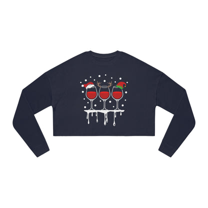 Christmas Wine Women's Cropped Sweatshirt