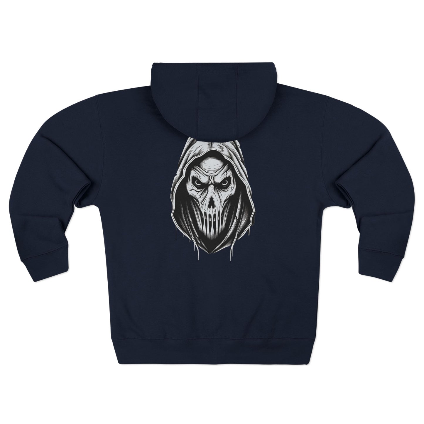 Scary Skull Back Printed Premium Full Zip Hoodie