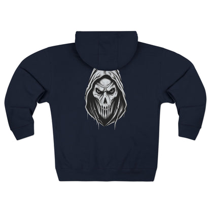 Scary Skull Back Printed Premium Full Zip Hoodie