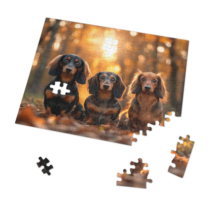 Three Dachshund Pups in Autumn Jigsaw Puzzle (30, 110, 252, 500,1000-Piece)