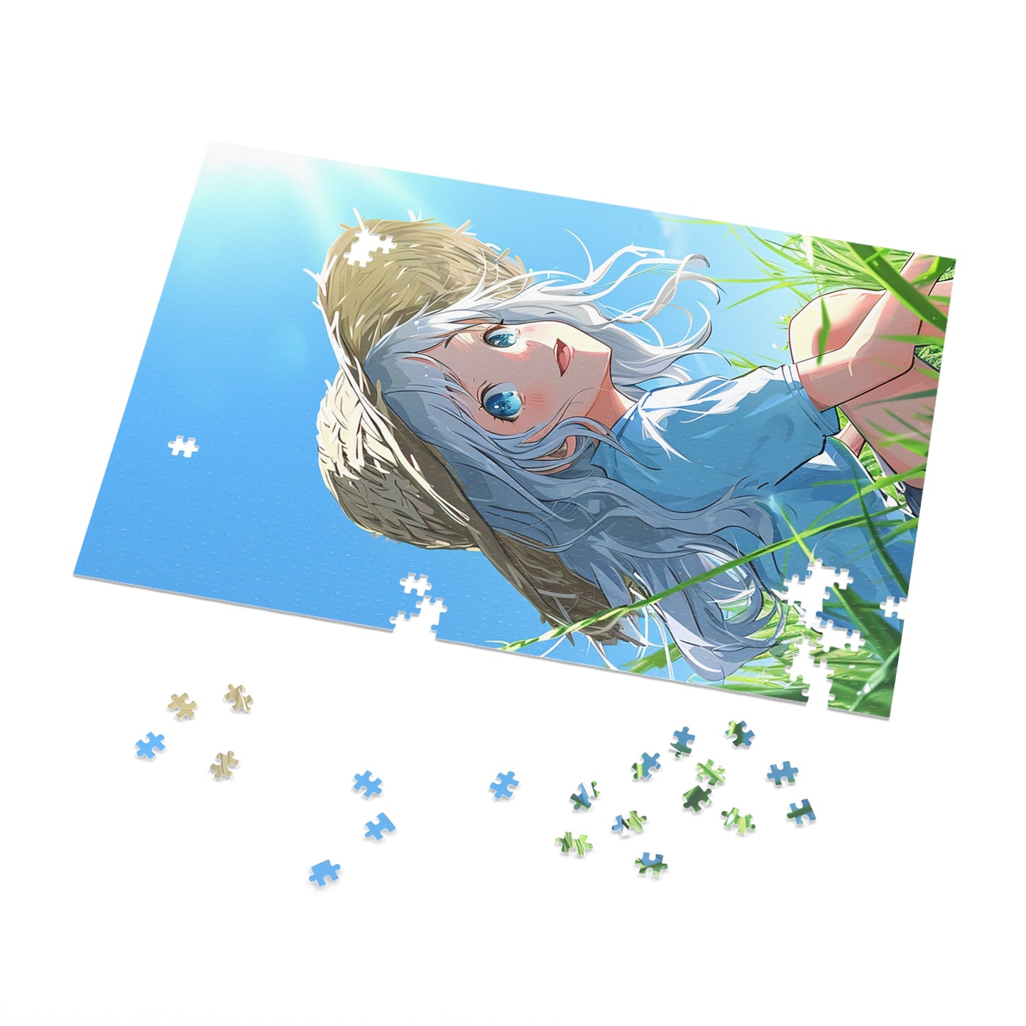 Anime Girl Sitting in a Field  Jigsaw Puzzle (30, 110, 252, 500,1000-Piece)