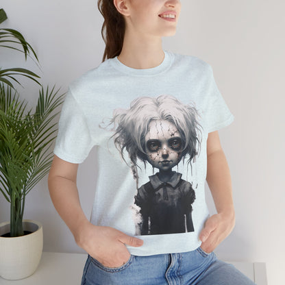 Creepy Doll Halloween Unisex Jersey Short Sleeve Tee