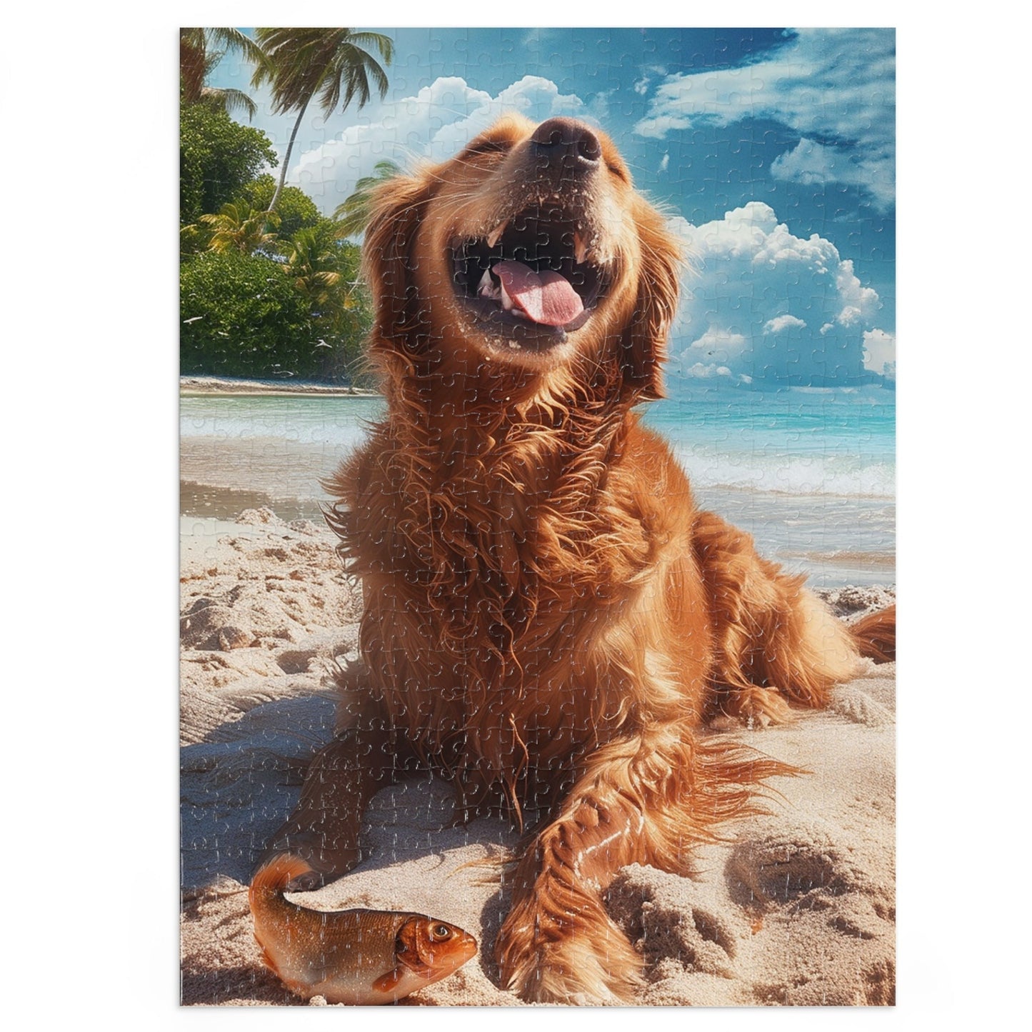 Happy Golden Retriever at the Beach  Jigsaw Puzzle (30, 110, 252, 500,1000-Piece)