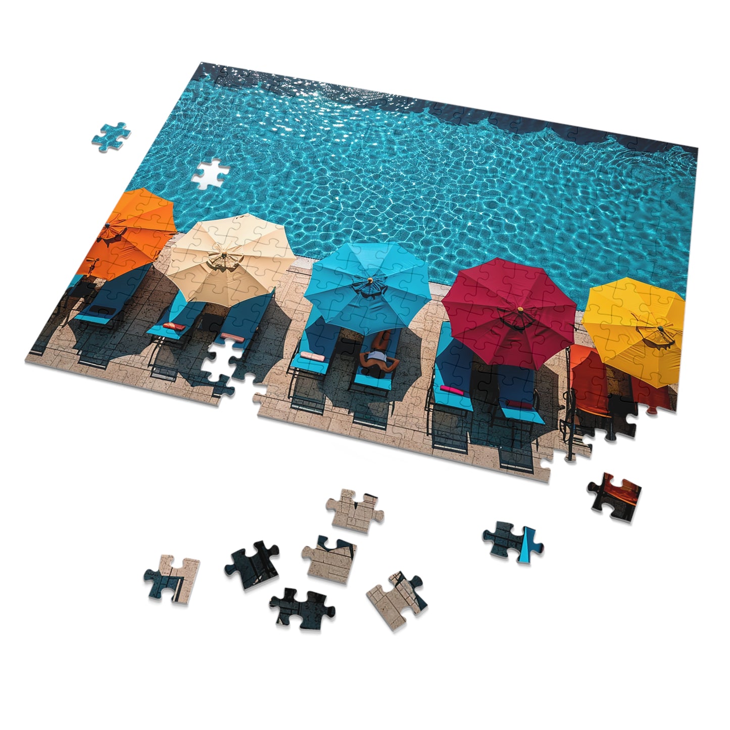 Pool Side Umbrellas Jigsaw Puzzle (30, 110, 252, 500,1000-Piece)