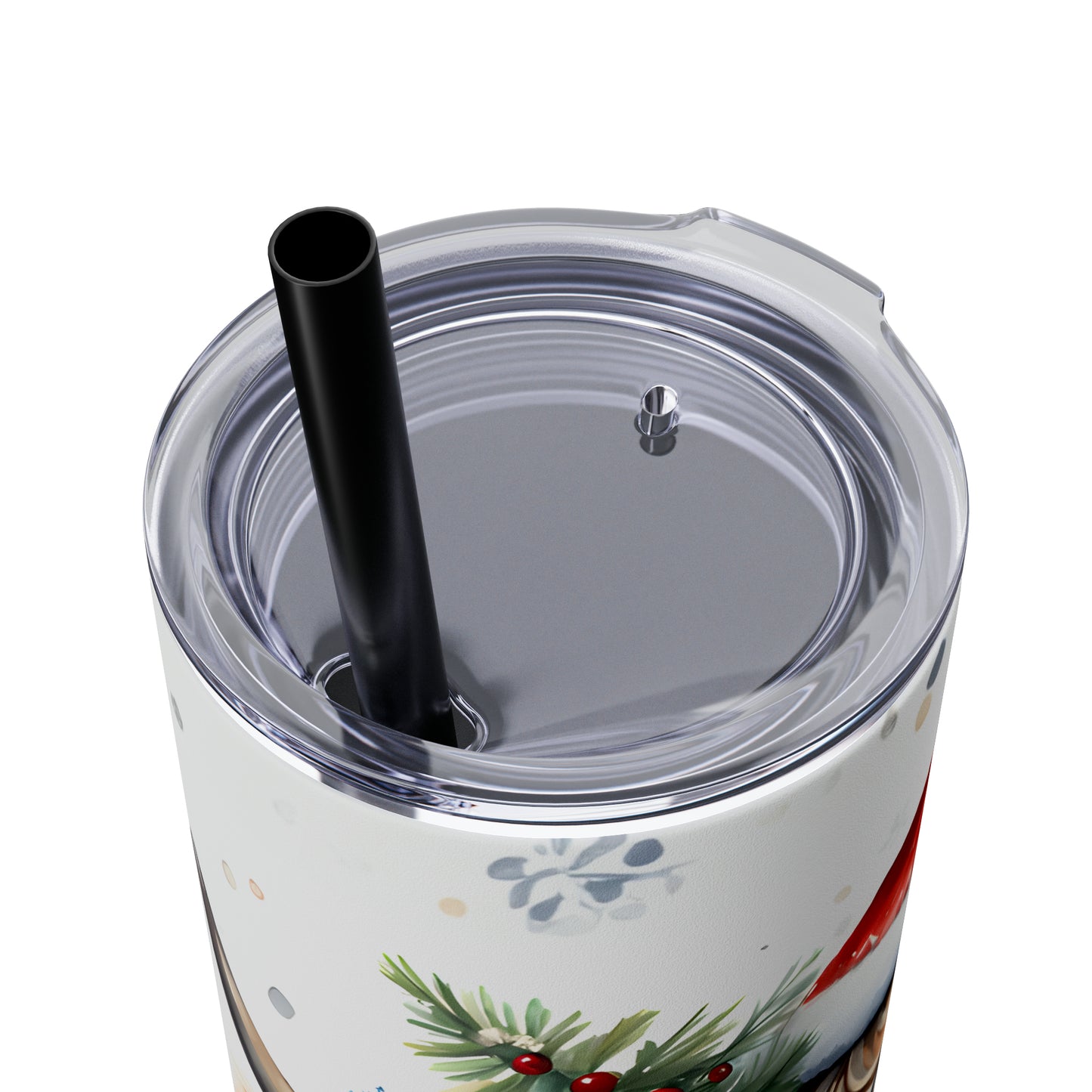 Christmas Cow  Skinny Tumbler with Straw, 20oz