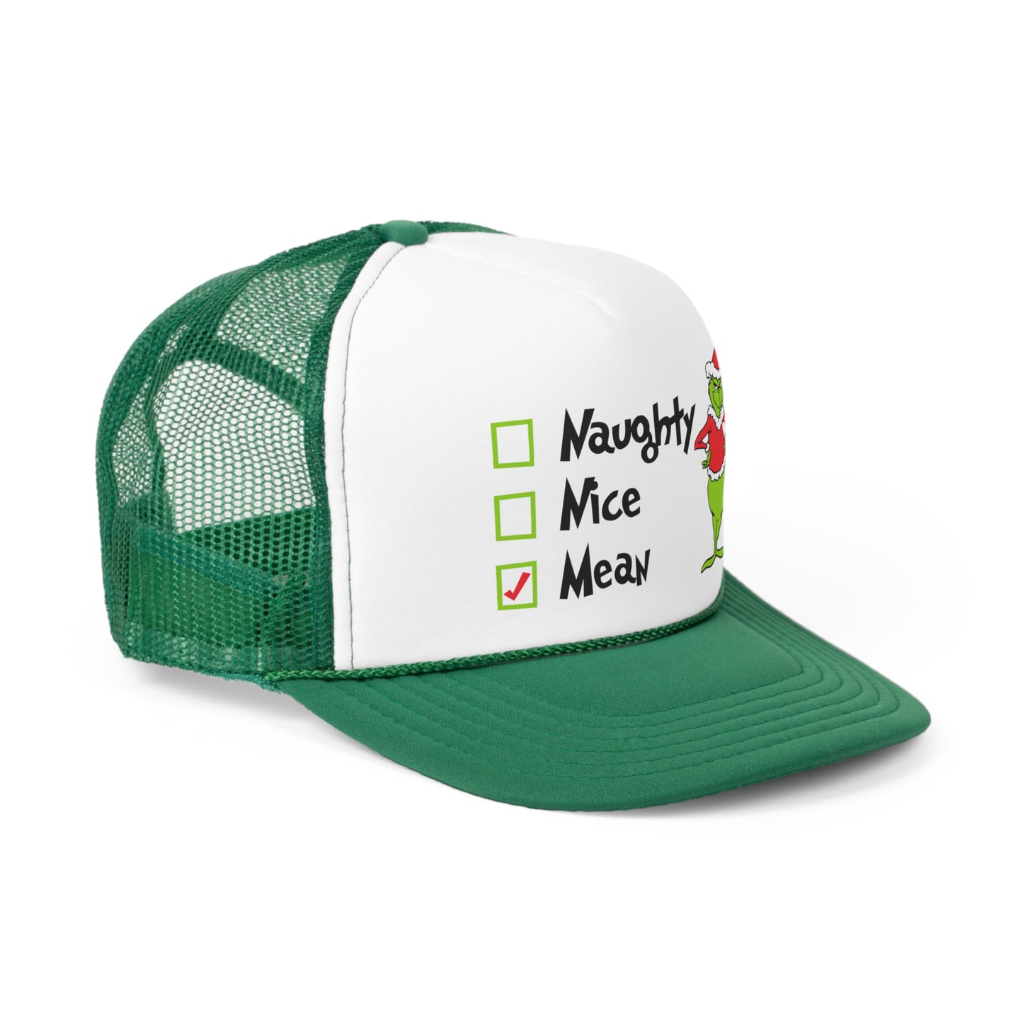 Naughty Nice Mean Grinch Trucker Caps