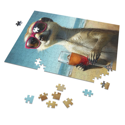 Meerkat at the Beach Enjoying a Glass of Wine Jigsaw Puzzle (30, 110, 252, 500,1000-Piece)