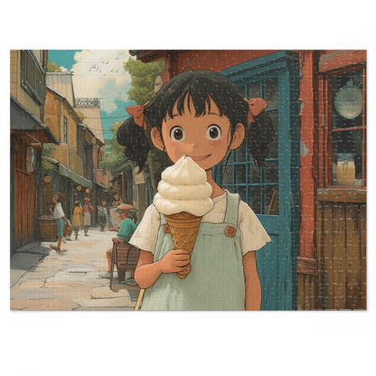 Young Anime Girl with an Ice Cream Cone  Jigsaw Puzzle (30, 110, 252, 500,1000-Piece)