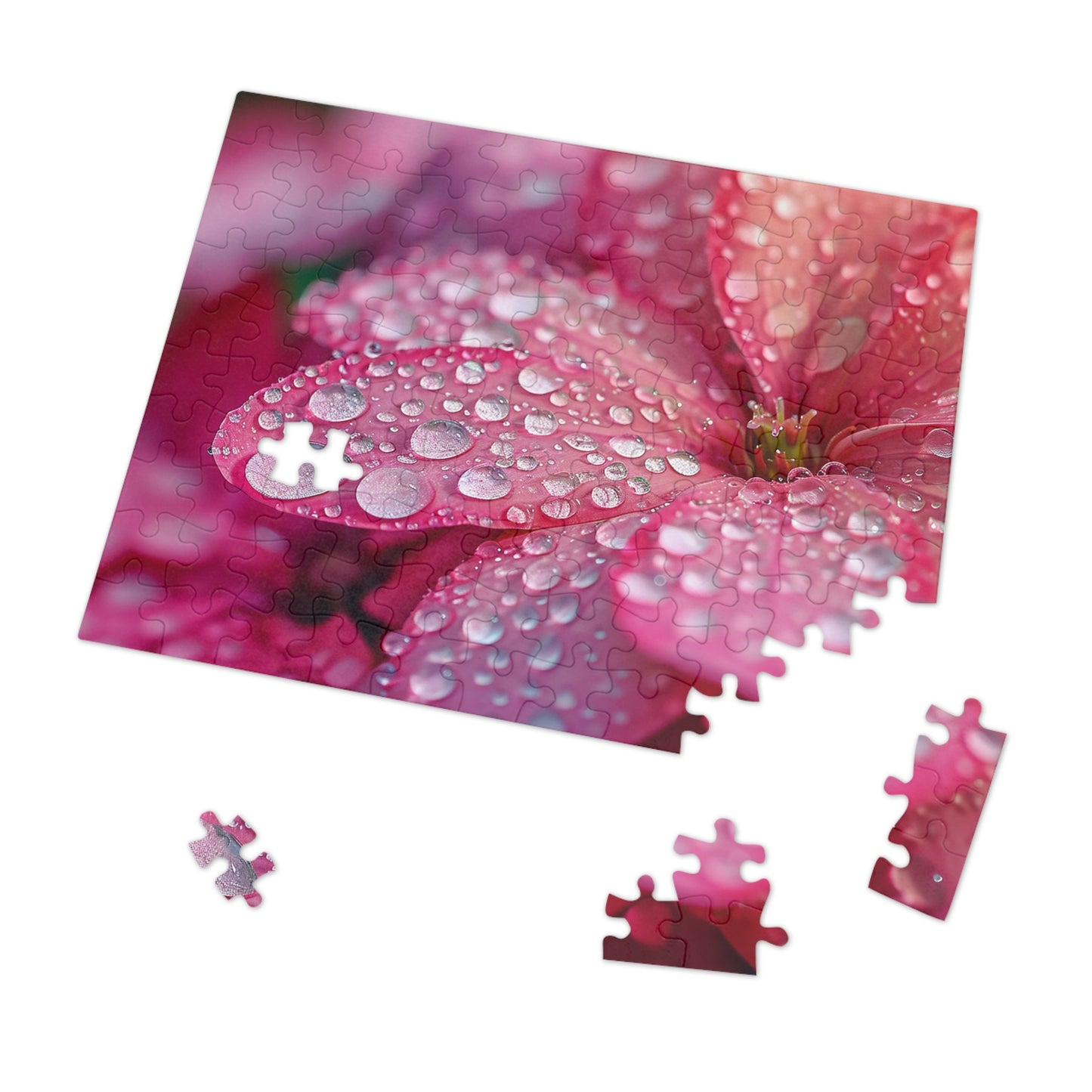 Pretty and Pinky Petals After a Spring Rain Jigsaw Puzzle (30, 110, 252, 500,1000-Piece)