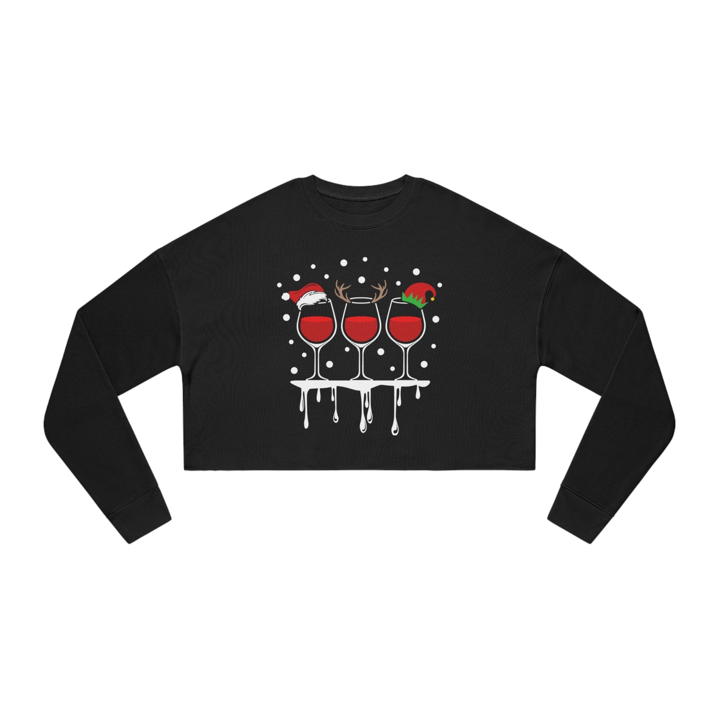 Christmas Wine Women's Cropped Sweatshirt