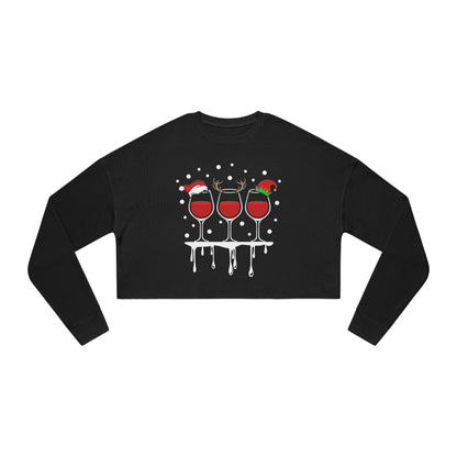 Christmas Wine Women's Cropped Sweatshirt