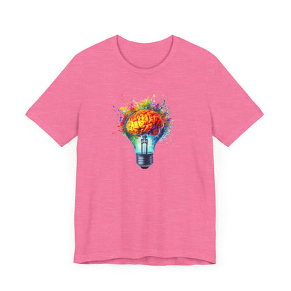 Light Bulb Moment- Unisex Jersey Short Sleeve Shirt with Colorful Idea Design