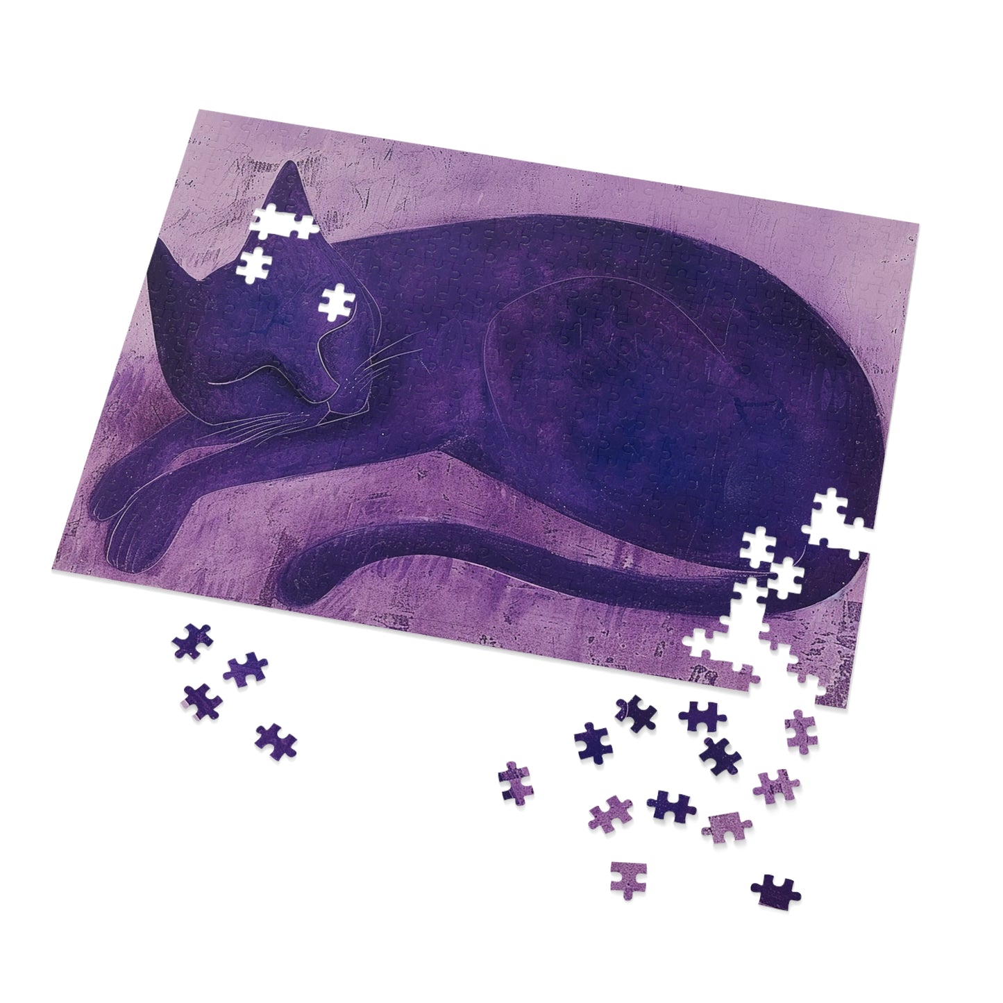 Purple Kitty Cat Jigsaw Puzzle (30, 110, 252, 500,1000-Piece)