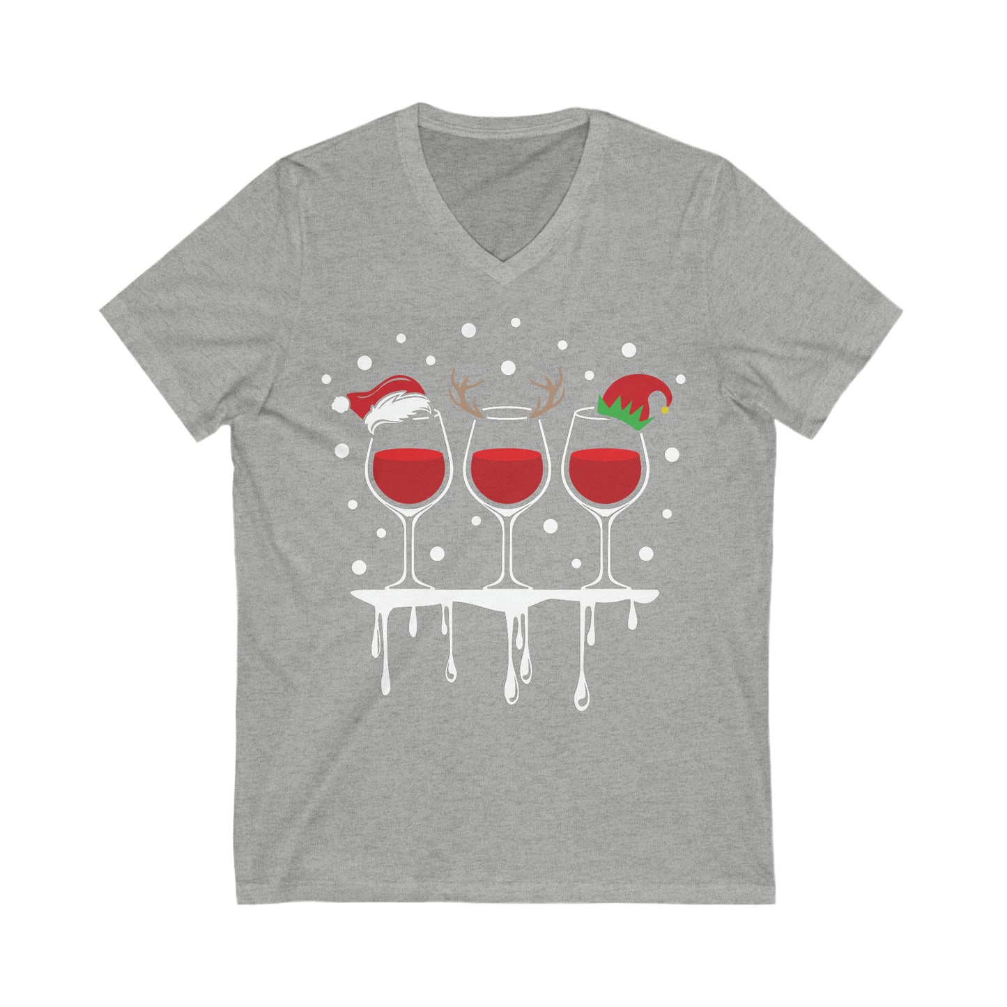 Christmas Wine Jersey Short Sleeve V-Neck Tee