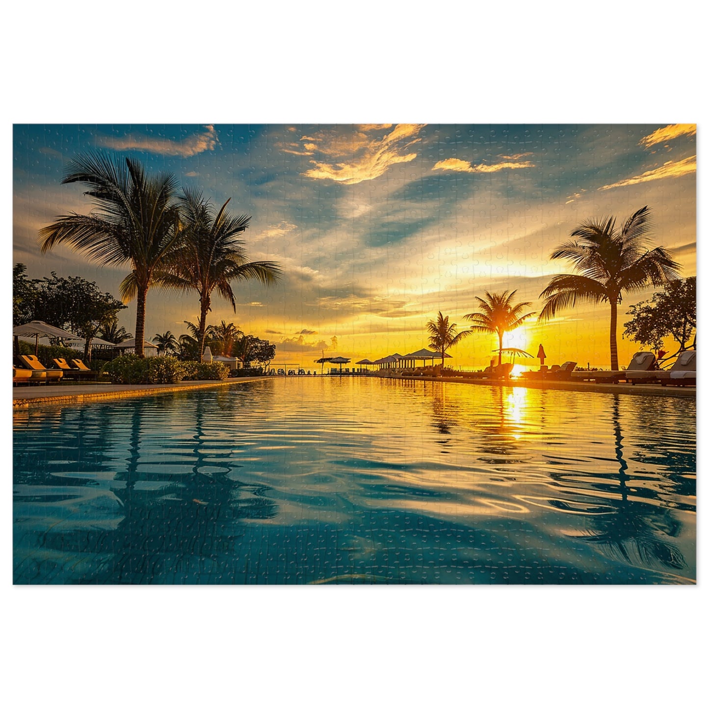 Sunset by the Pool  Jigsaw Puzzle (30, 110, 252, 500,1000-Piece)