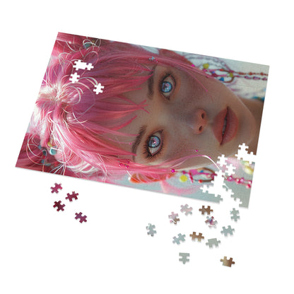 Pink Haired Anime Girl  Jigsaw Puzzle (30, 110, 252, 500,1000-Piece)