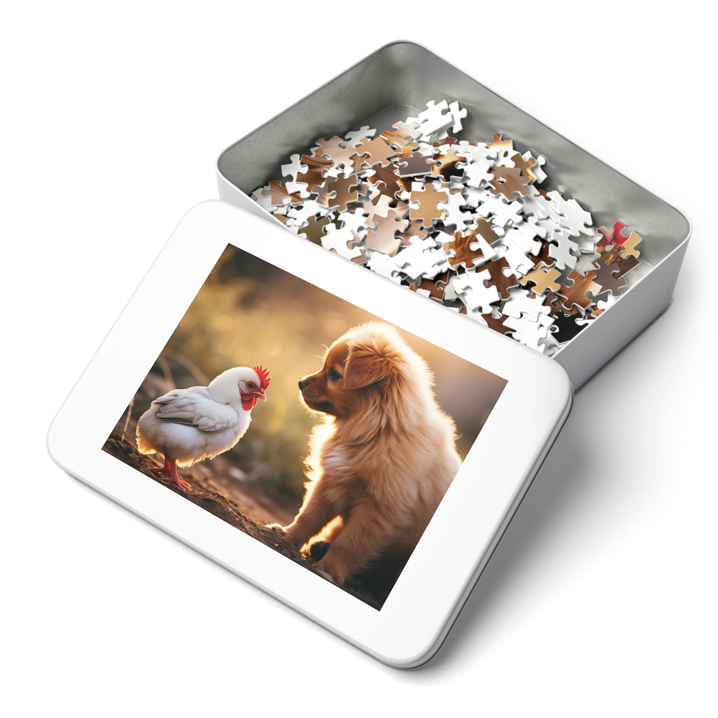 Baby Rooster and Puppy Jigsaw Puzzle (30, 110, 252, 500,1000-Piece)